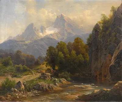 Blick auf den Watzmann by Carl Millner, 1863 — digital art print download