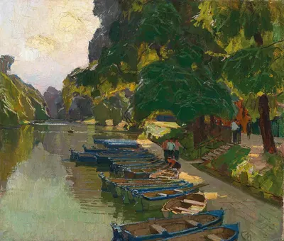 Landing stage at Heustadlwasser by Carl Moll — digital art print download