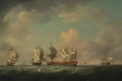 Поймание 'Маркиза д'Антена' и 'Луи Эразма' by Чарльз Брукинг, 1745 - 1755 — digital art print download