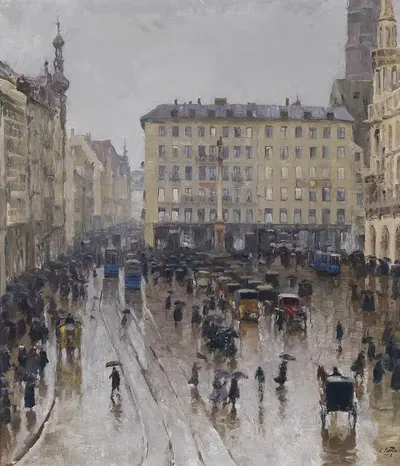 Вид на Мариенплац в Мюнхене by Чарльз Веттер, 1912 — digital art print download