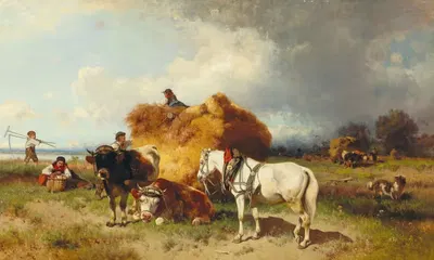 Сбор сена с надвигающейся бурей by Конрад Бюльмайер — digital art print download