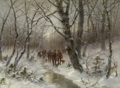 Jäger im Winterwald by Désiré Thomassin — digital art print download