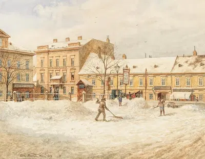 Снегочистители на Хиетцингер Плац by Эдмунд Кренн, 1889 — digital art print download