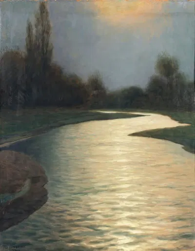 Русло реки при свете полной луны by Эдуард Каспаридес — digital art print download
