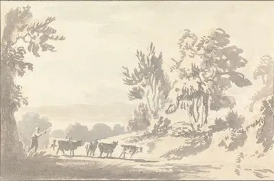 Herdsman driving Cattle by Энтони Дэвис — digital art print download