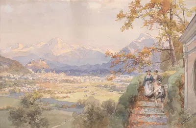 Blick über die Stadt Salzburg by Edward Theodore Compton — digital art print download