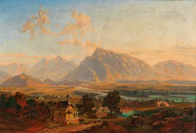 Зальцбург с Унтерсбергом вдали by Эмиль Теодор Рихтер, 1858 — digital art print download