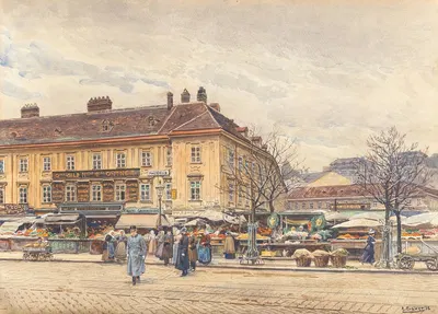 Kaiser Franz Joseph überquert den Naschmarkt by Ernst Graner — digital art print download