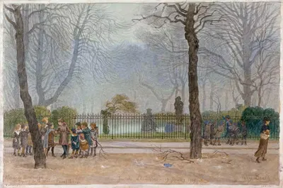 Площадь Монтружа и Сквер мэрии (XIV) Париж by Феликс Брар, 1919 — digital art print download
