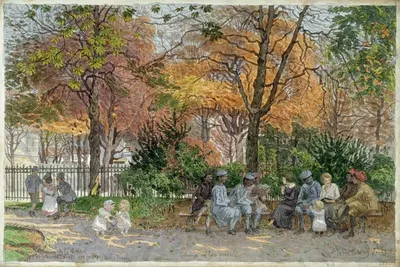 Площадь мэрии и место для мальчиков by Феликс Брар, 1916 — digital art print download