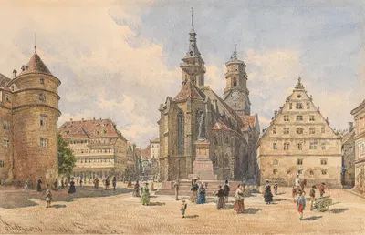 Церковь Святого Эфраима в Штутгарте by Франц Альт, 1869 — digital art print download