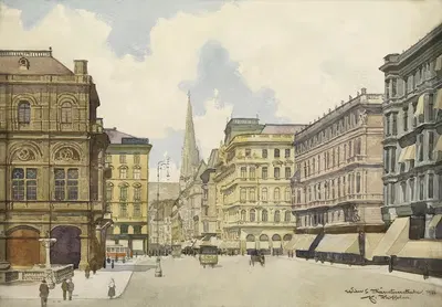 Kärntnerstraße by Franz Hoffelner, 1926 — digital art print download