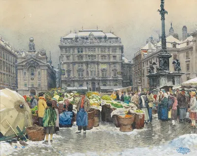 Овощной рынок на Ам Хоф by Франц Поледне — digital art print download