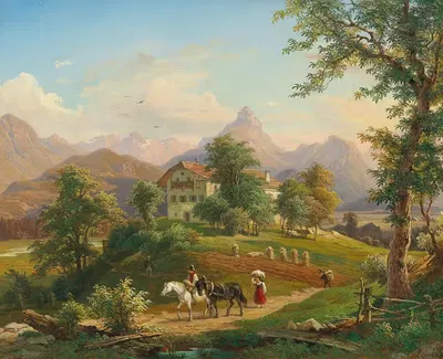 После сбора урожая, на заднем плане Лозер и Триссельванд by Франц Ксавер Рейнхольд — digital art print download
