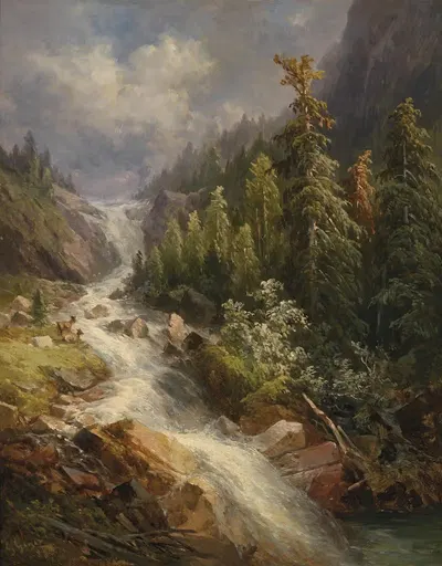 Водопад Стальбах у Грунтльзее by Георг Гейер, 1899 — digital art print download