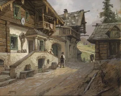 Деревенская улица в Альпах by Георг Янни — digital art print download