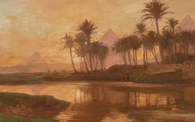 Abendstimmung vor den Pyramiden by Georg Macco — digital art print download