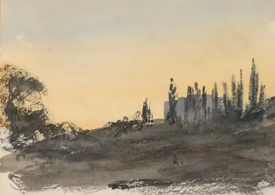 Изучение холма с деревьями by Барбара Бодичон, 1861 — digital art print download