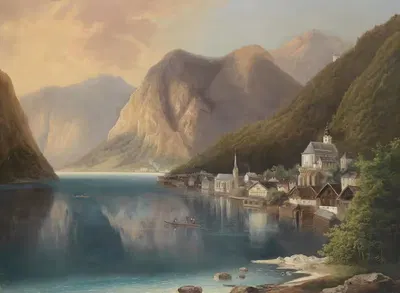 Blick auf Hallstatt by Gustav Barbarini, 1874 — digital art print download