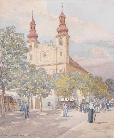 Fronleichnamsumzug in Maria Lanzendorf by Hans Götzinger, 1913 — digital art print download