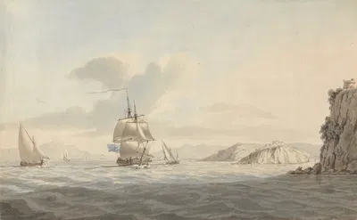 Агрополи, Храмы Пестума и залив Салерно by Доминик Серрес, 1758-1793 — digital art print download