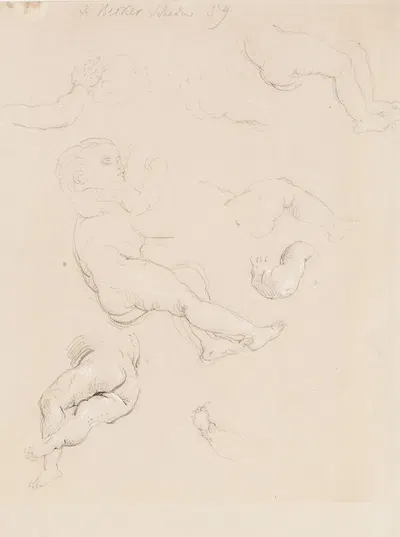 Four Figure Studies by Эдуард Юлиус Фридрих Бендеман — digital art print download