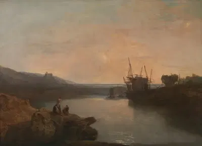 Harlech Castle, from Tygwyn Ferry, Summer's Evening Twilight by Joseph Mallord William Turner, 1799 — digital art print…