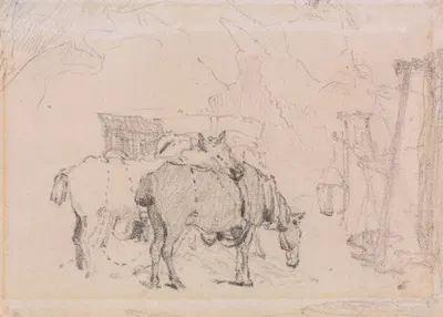 Two Horses by Эдвард Уильям Кук — digital art print download
