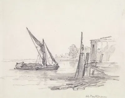 View on the Thames at Battersea by Эдвард Уильям Кук — digital art print download