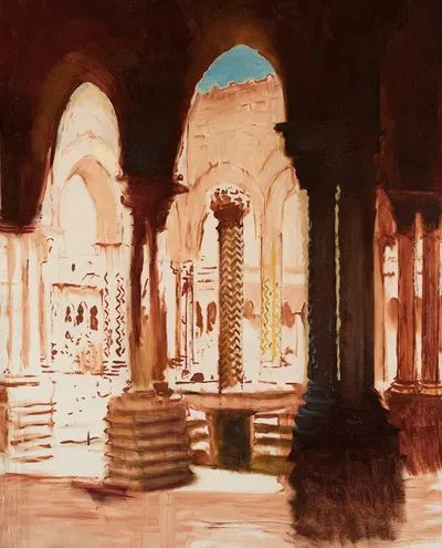 Monastery courtyard in Monreale-Palermo by Kazimierz Stabrowski, 1924-1926 — digital art print download