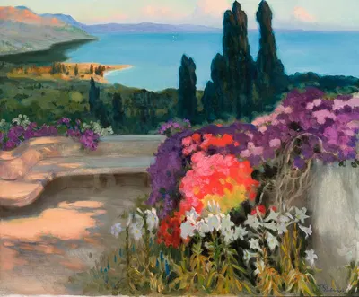 Southern landscape – Taormina by Kazimierz Stabrowski, 1922 — digital art print download