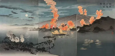 Наша армия атакует китайский лагерь в Пхеньяне by Кобаяси Киёчика, 1894 — digital art print download