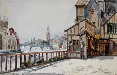 Выставка 1900 года, вход в Старый Париж by Лор Бруардел, 1900 — digital art print download
