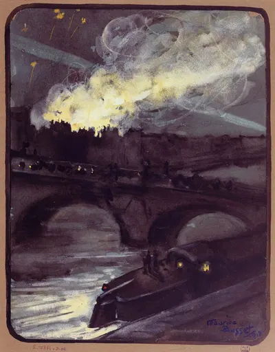 Бомбардировка Парижа в 1918 году. Пожар на улице Риволи, 12 апреля 1918 by Морис Бюссе, 1918 — digital art print download