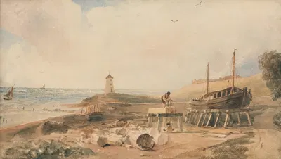 Shipbuilding on the Yorkshire Coast by Peter DeWint — digital art print download