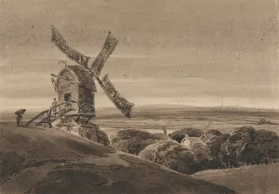 Landscape with a Windmill by François Louis Thomas Francia — digital art print download