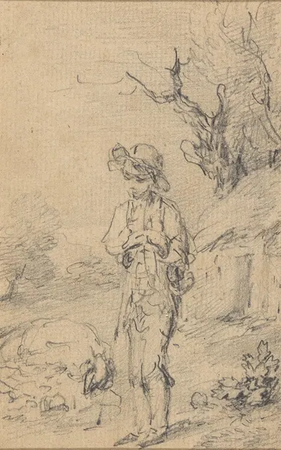 Boy standing by a cottage. by Gainsborough Dupont — digital art print download