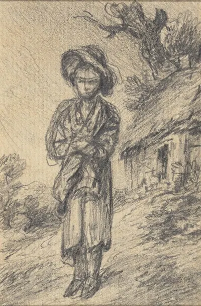 Boy Standing by a Cottage by Гейнсборо Дюпон — digital art print download