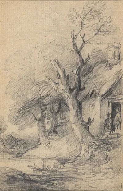 Cottage and trees by Гейнсборо Дюпон — digital art print download