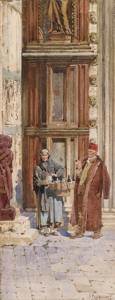 Продавщица вина перед Дворцом Дожей by Альберто Просдочими — digital art print download