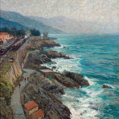 Coast at Nervi by Alexei Vasilievich Hanzen — digital art print download