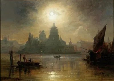 Venice, A Moonlit Night over the Santa Maria Salute by August Seidel — digital art print download