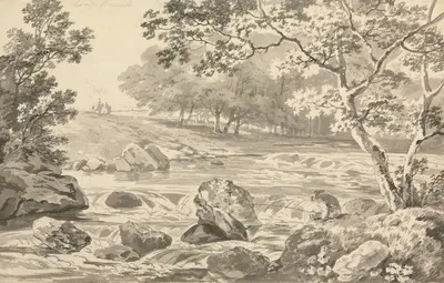 River with Angler by Джордж Баррет — digital art print download