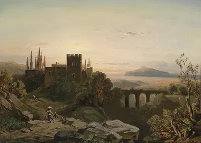Südliche Ansicht im Abendrot by August Seidel — digital art print download