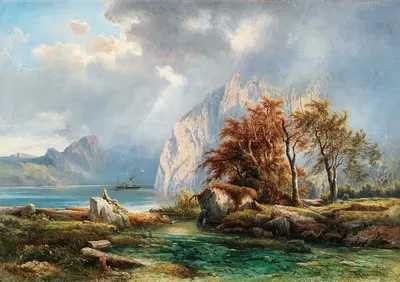Partie am Wolfgangsee by Carl Franz Emanuel Haunold, 1881 — digital art print download