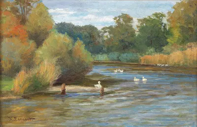 Enten am Weiher by Hugo Darnaut — digital art print download