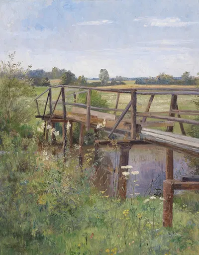 Sommerlandschaft mit Brücke by Hugo Darnaut — digital art print download