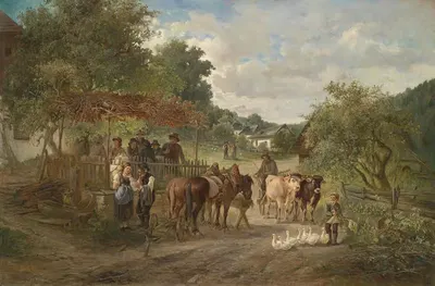 Деревенская идиллия by Игнац Эллингер, 1872 — digital art print download