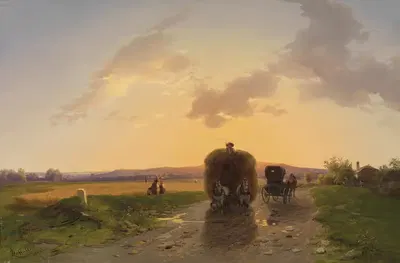 Возвращение с поля в вечернем свете by Игнац Раффальт, 1846 — digital art print download