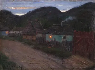 Ночная деревенская улица by Якоб Когановский — digital art print download
